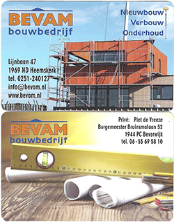 PVC visitekaartjes. Klik voor meer